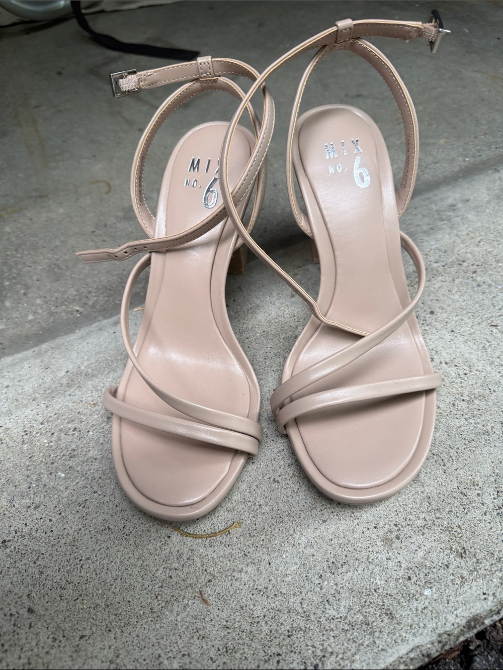 NEW Mix No. 6 Blush Strappy Ankle-Heel Sandals